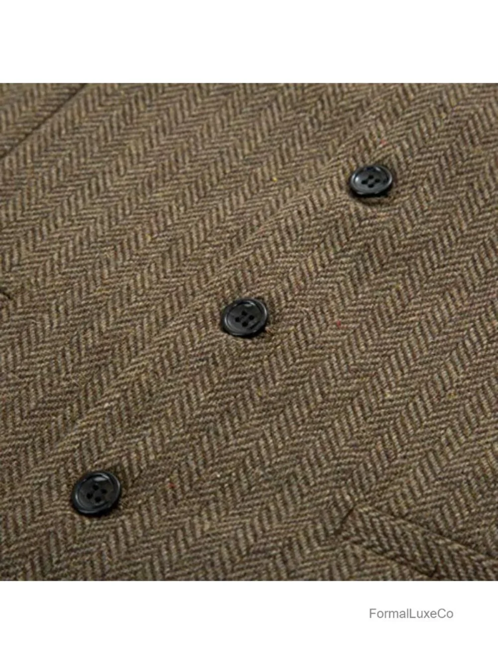 Men's Herringbone Tweed Suit Vest Wool Blend Waistcoat Sleeveless